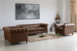 Regency 6 Seat Classic Chesterfield Sofa Set - Hickory